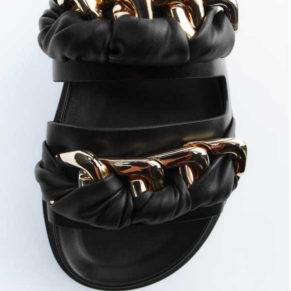 ZARA Flat Sandals with Chain Detail BNWT - Picture 6 of 7